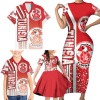 Tunisia Football Family Matching Short Sleeve Bodycon Dress and Hawaiian Shirt Eagles of Carthage Soccer - Road To Champion