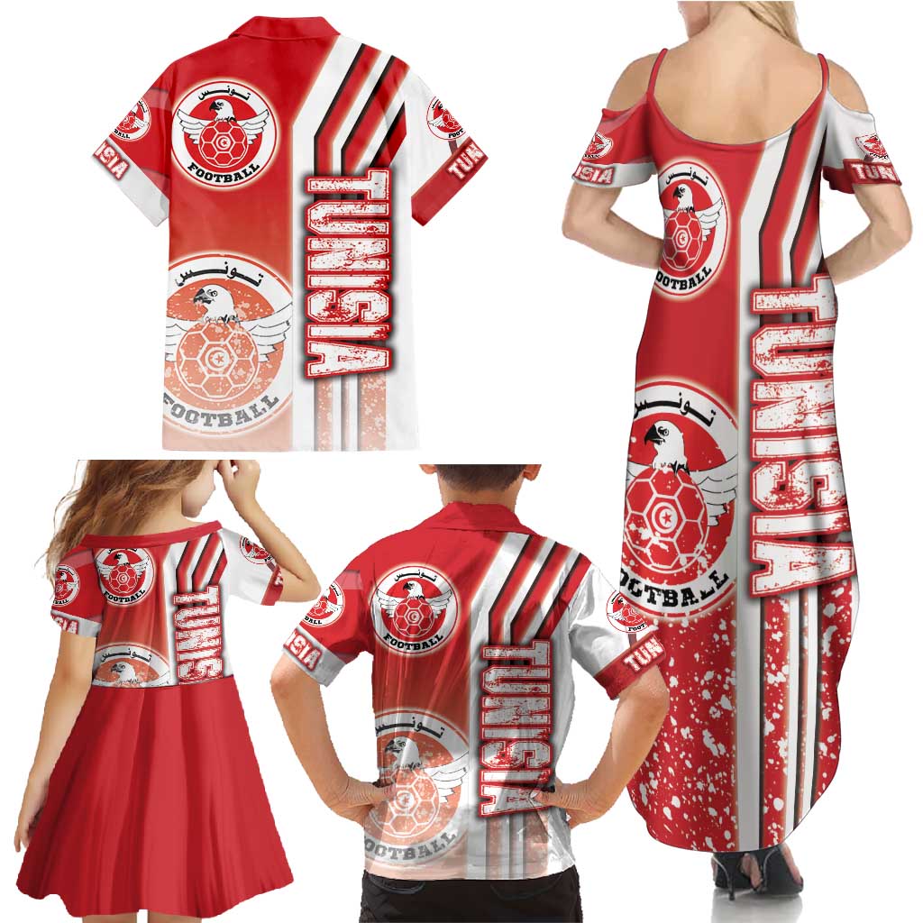 Tunisia Football Family Matching Summer Maxi Dress and Hawaiian Shirt Eagles of Carthage Soccer - Road To Champion