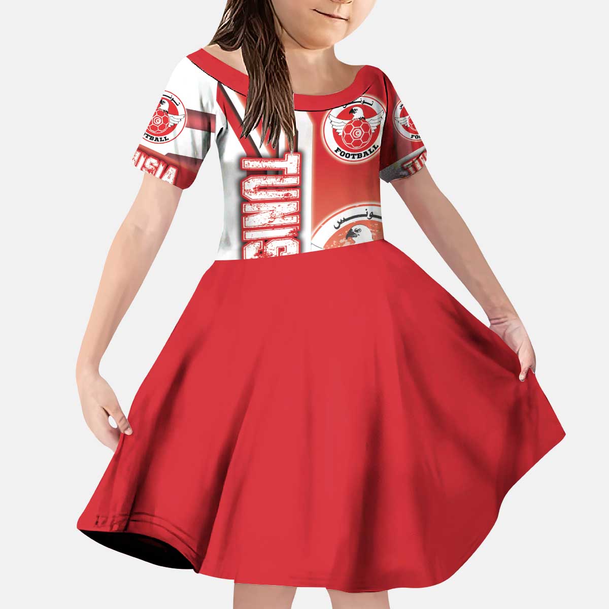 Tunisia Football Kid Short Sleeve Dress Eagles of Carthage Soccer - Road To Champion