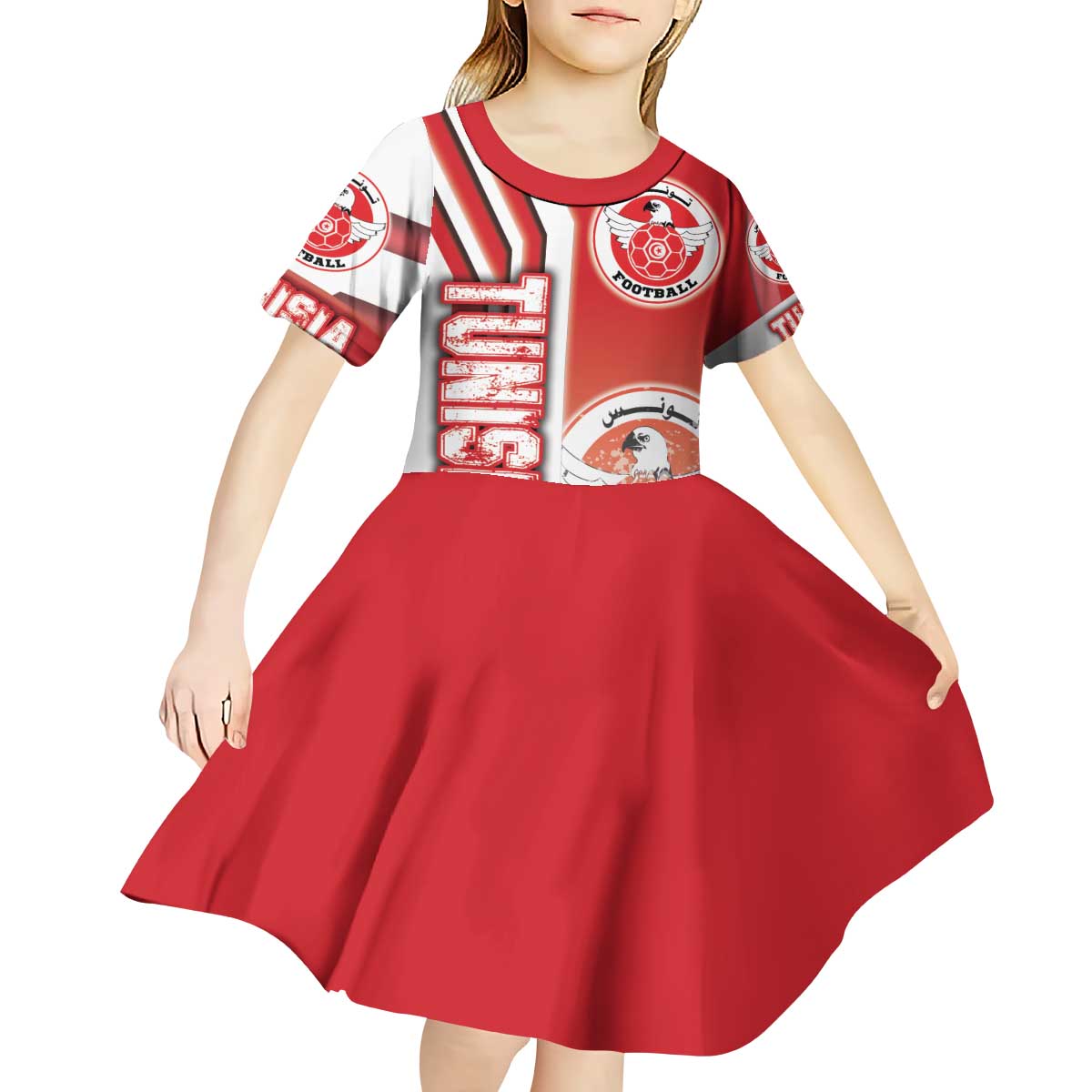 Tunisia Football Kid Short Sleeve Dress Eagles of Carthage Soccer - Road To Champion