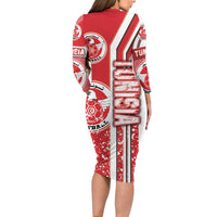 Tunisia Football Long Sleeve Bodycon Dress Eagles of Carthage Soccer - Road To Champion
