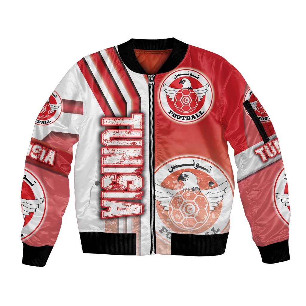 Tunisia Football Sleeve Zip Bomber Jacket Eagles of Carthage Soccer - Road To Champion