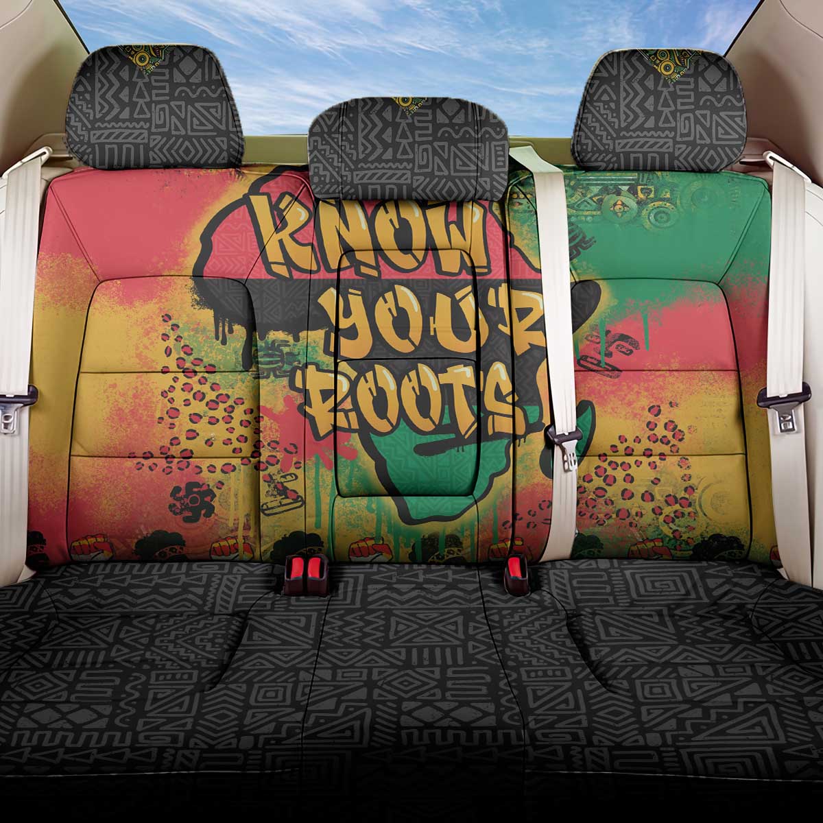African Map Graffiti Back Car Seat Cover Know You Roots - Wonder Print Shop