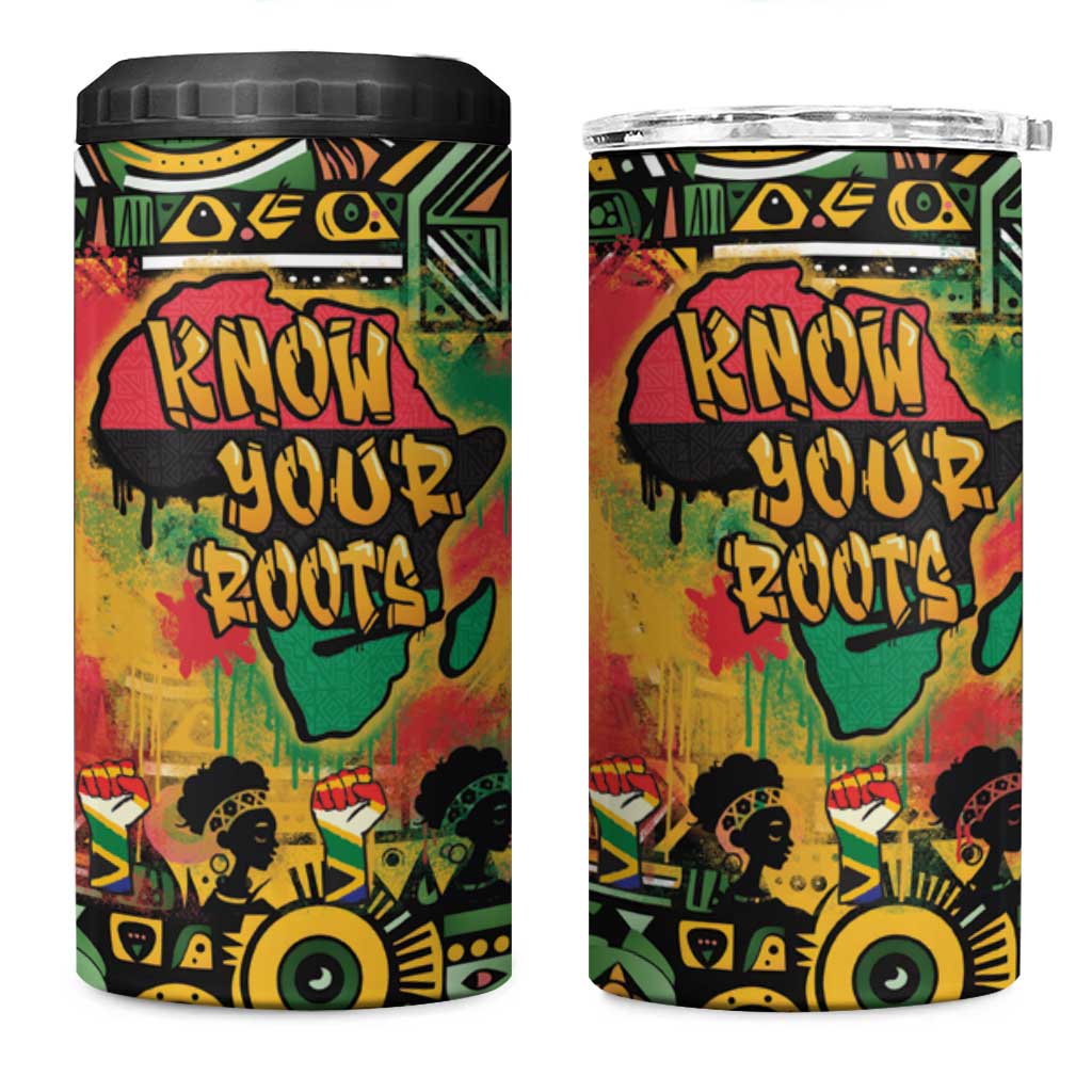 African Map Graffiti 4 in 1 Can Cooler Tumbler Know You Roots - Wonder Print Shop