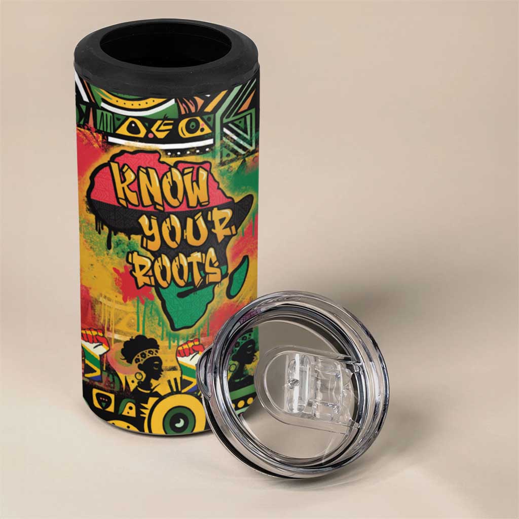 African Map Graffiti 4 in 1 Can Cooler Tumbler Know You Roots - Wonder Print Shop