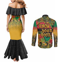 African Map Graffiti Couples Matching Mermaid Dress and Long Sleeve Button Shirt Know You Roots