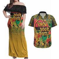 African Map Graffiti Couples Matching Off Shoulder Maxi Dress and Hawaiian Shirt Know You Roots - Wonder Print Shop