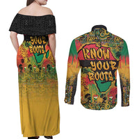 African Map Graffiti Couples Matching Off Shoulder Maxi Dress and Long Sleeve Button Shirt Know You Roots - Wonder Print Shop