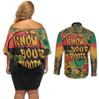 African Map Graffiti Couples Matching Off Shoulder Short Dress and Long Sleeve Button Shirt Know You Roots - Wonder Print Shop