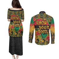 African Map Graffiti Couples Matching Puletasi and Long Sleeve Button Shirt Know You Roots - Wonder Print Shop