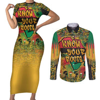 African Map Graffiti Couples Matching Short Sleeve Bodycon Dress and Long Sleeve Button Shirt Know You Roots - Wonder Print Shop