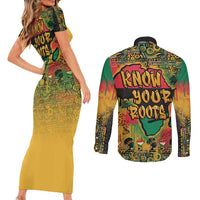 African Map Graffiti Couples Matching Short Sleeve Bodycon Dress and Long Sleeve Button Shirt Know You Roots - Wonder Print Shop