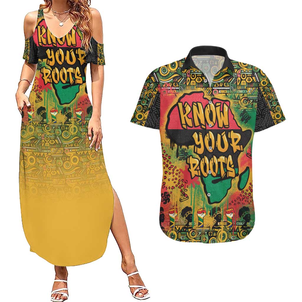 African Map Graffiti Couples Matching Summer Maxi Dress and Hawaiian Shirt Know You Roots - Wonder Print Shop