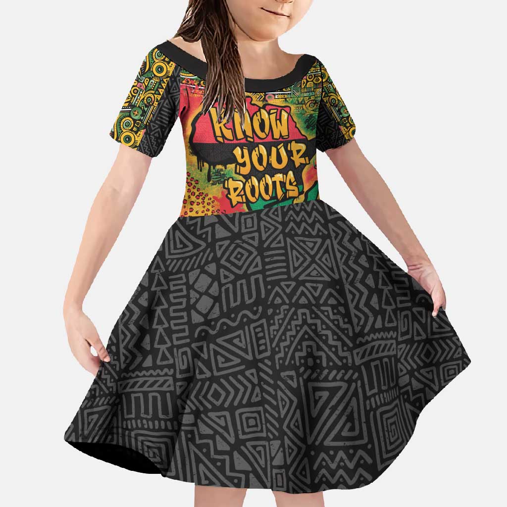 African Map Graffiti Family Matching Long Sleeve Bodycon Dress and Hawaiian Shirt Know You Roots - Wonder Print Shop