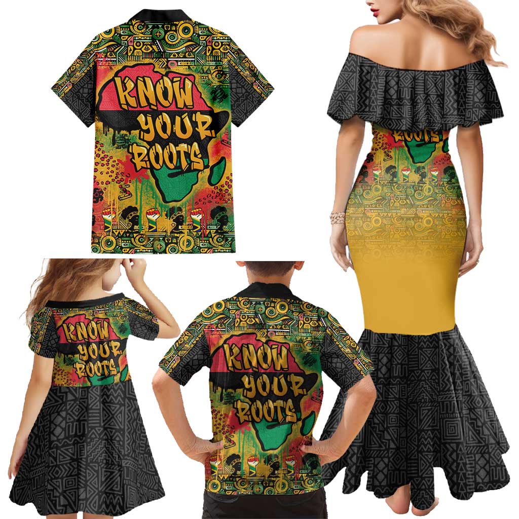 African Map Graffiti Family Matching Mermaid Dress and Hawaiian Shirt Know You Roots - Wonder Print Shop