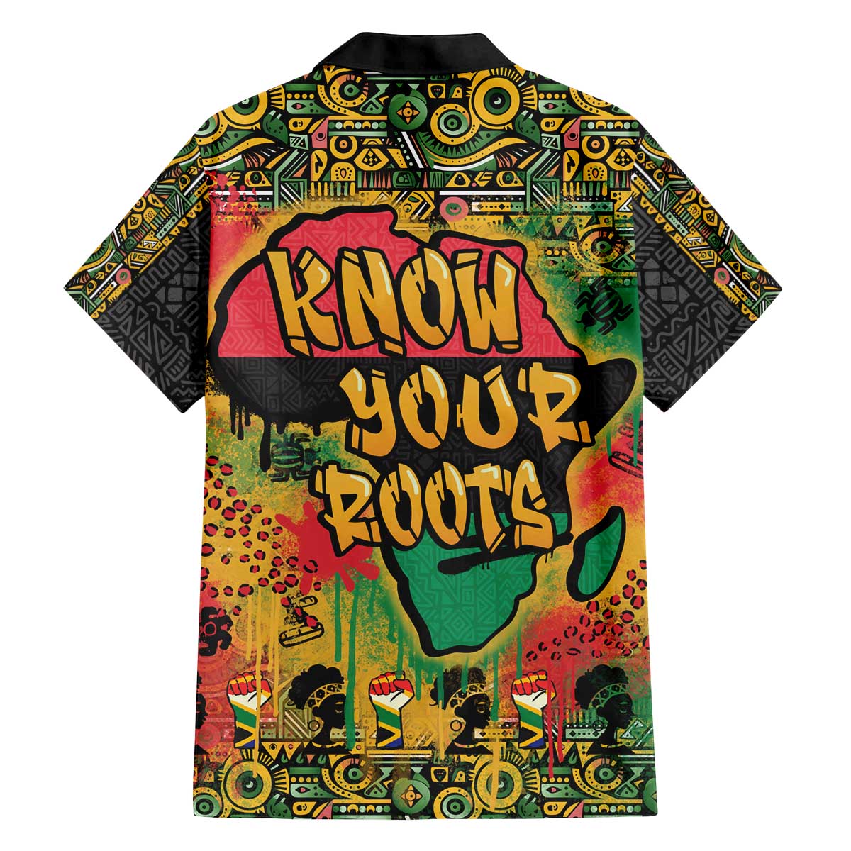 African Map Graffiti Family Matching Off The Shoulder Long Sleeve Dress and Hawaiian Shirt Know You Roots - Wonder Print Shop