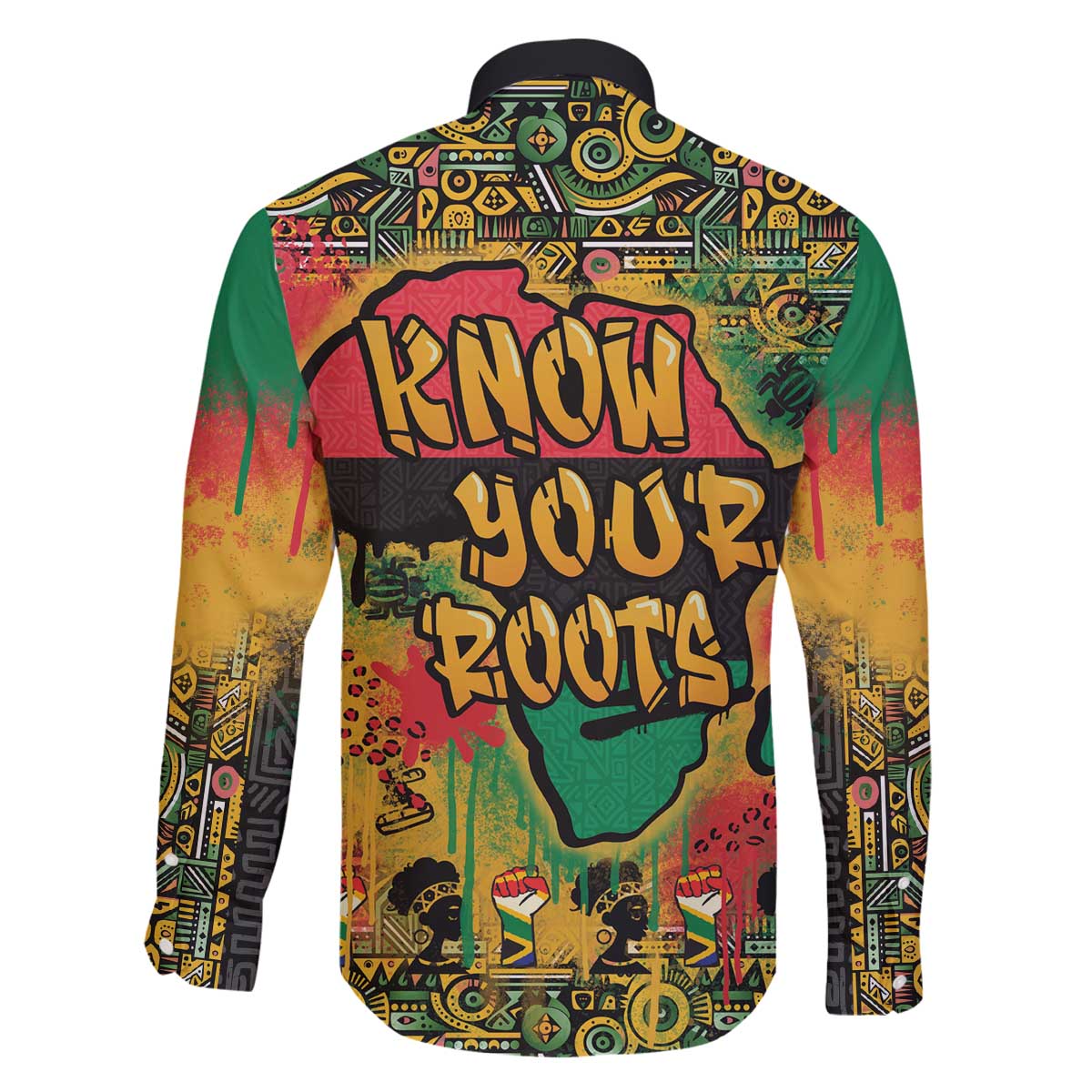 African Map Graffiti Family Matching Off The Shoulder Long Sleeve Dress and Hawaiian Shirt Know You Roots - Wonder Print Shop