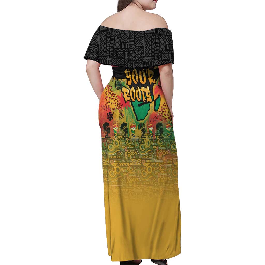 African Map Graffiti Family Matching Off Shoulder Maxi Dress and Hawaiian Shirt Know You Roots - Wonder Print Shop