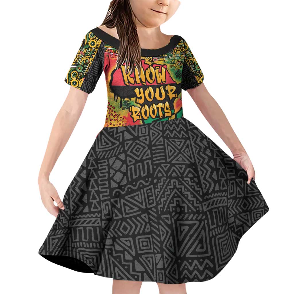 African Map Graffiti Family Matching Off Shoulder Short Dress and Hawaiian Shirt Know You Roots - Wonder Print Shop
