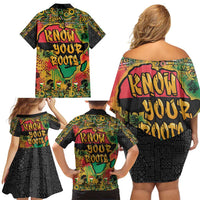 African Map Graffiti Family Matching Off Shoulder Short Dress and Hawaiian Shirt Know You Roots - Wonder Print Shop