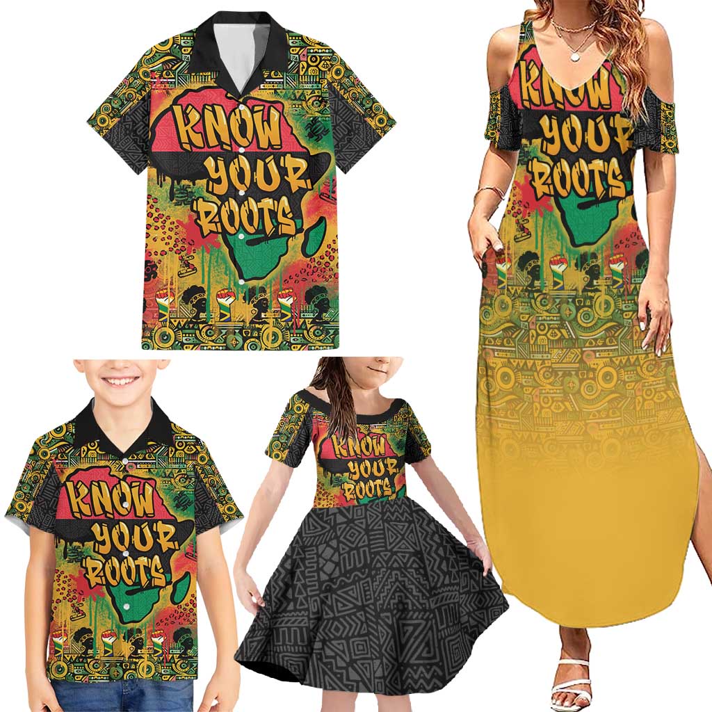 African Map Graffiti Family Matching Summer Maxi Dress and Hawaiian Shirt Know You Roots - Wonder Print Shop