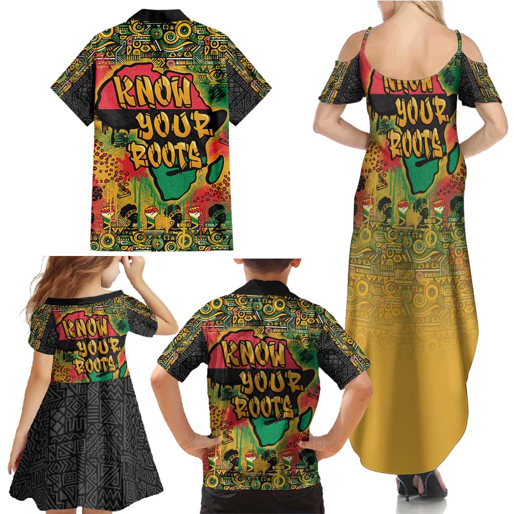 African Map Graffiti Family Matching Summer Maxi Dress and Hawaiian Shirt Know You Roots - Wonder Print Shop