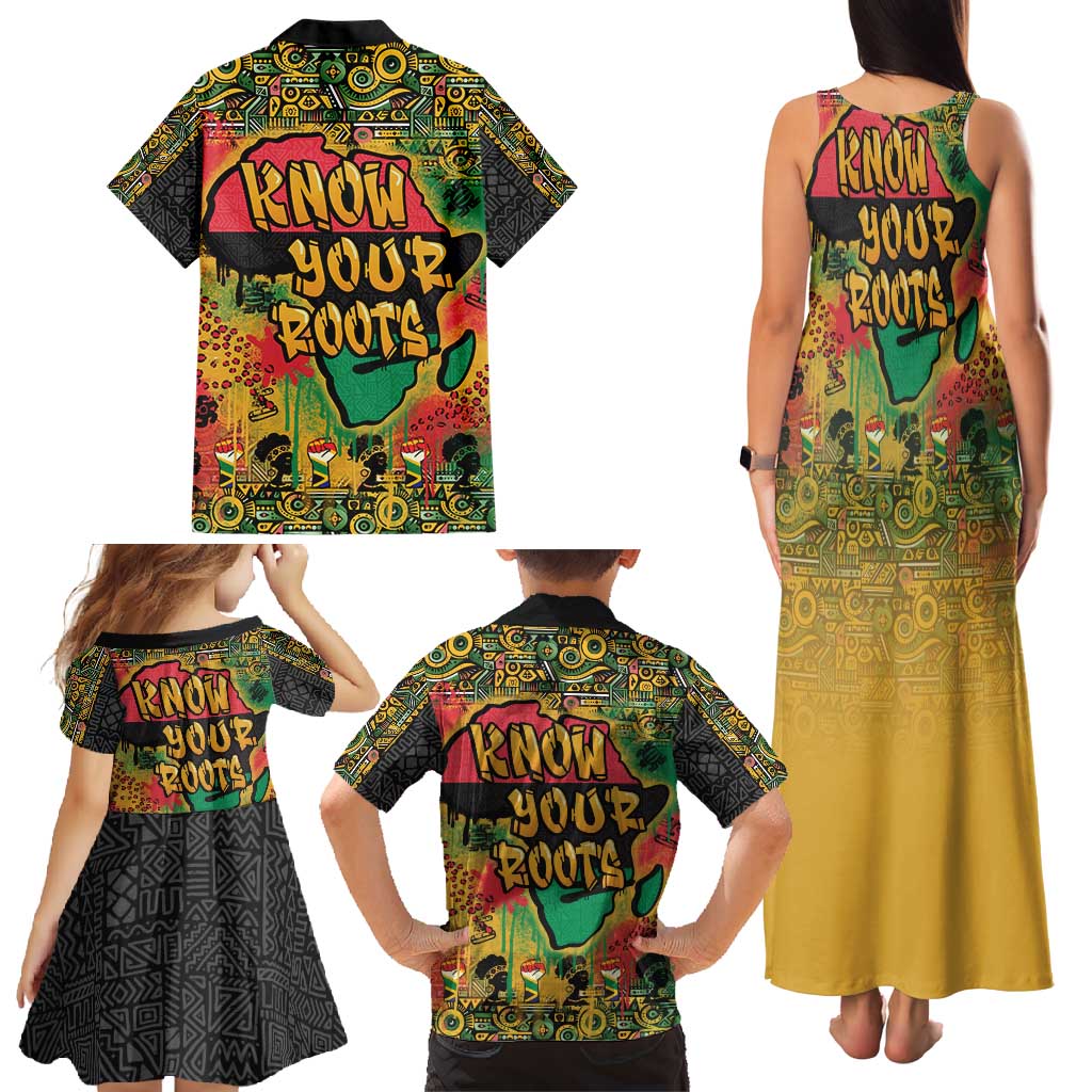 African Map Graffiti Family Matching Tank Maxi Dress and Hawaiian Shirt Know You Roots - Wonder Print Shop