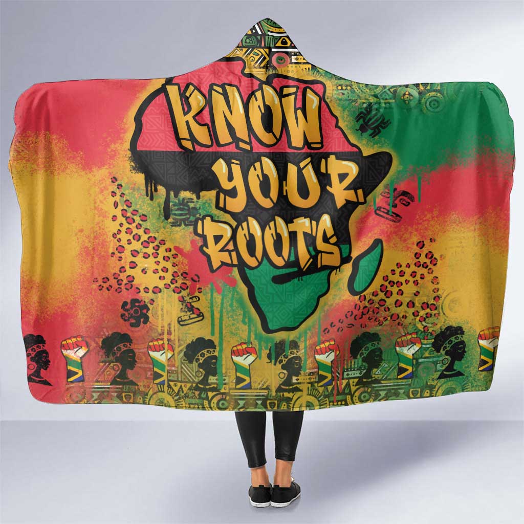 African Map Graffiti Hooded Blanket Know You Roots