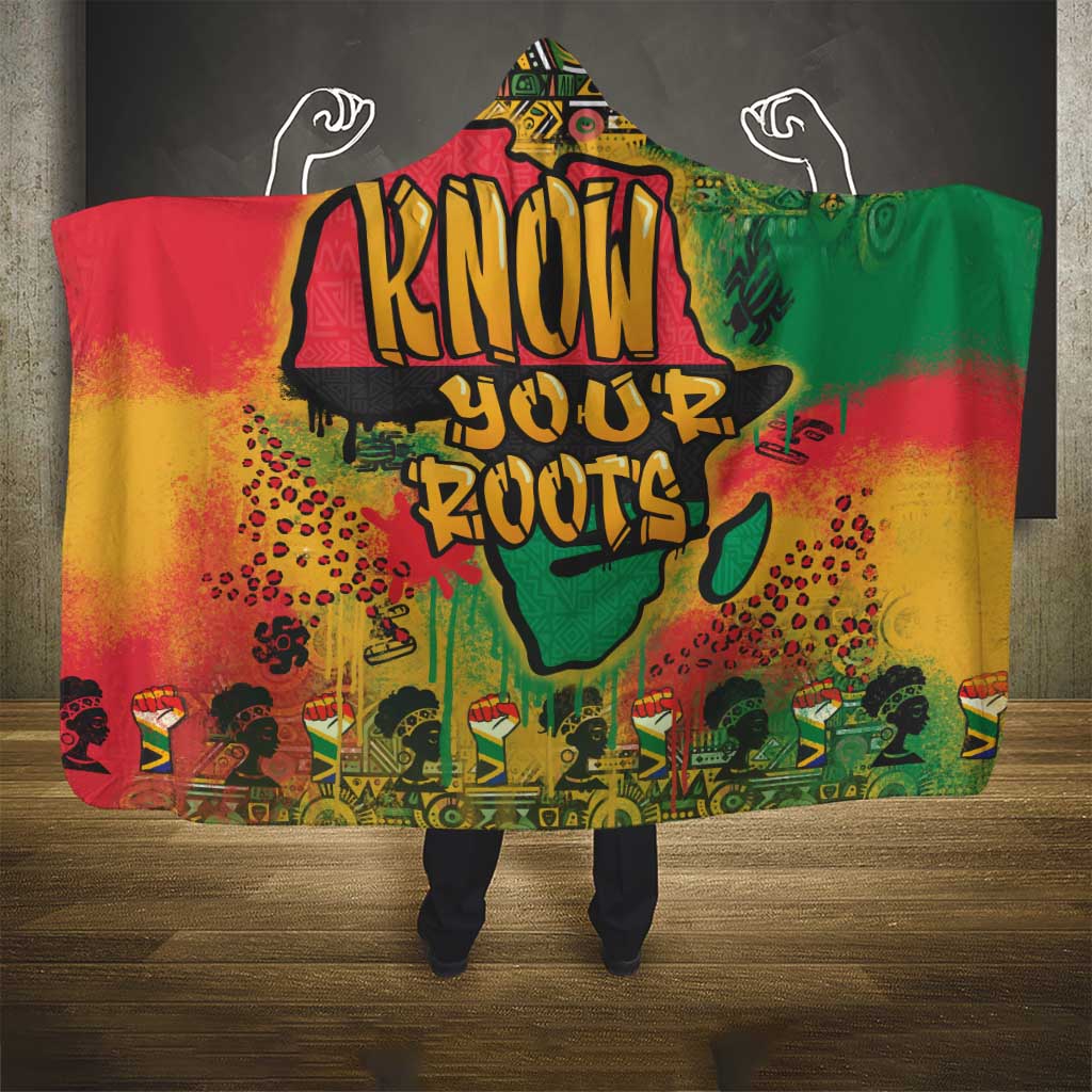 African Map Graffiti Hooded Blanket Know You Roots