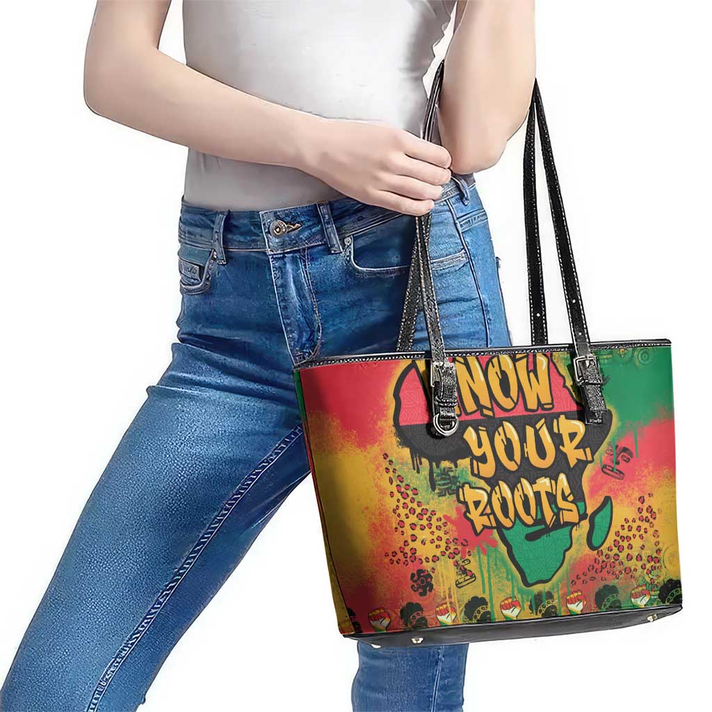 African Map Graffiti Leather Tote Bag Know You Roots - Wonder Print Shop