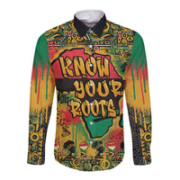 African Map Graffiti Long Sleeve Button Shirt Know You Roots - Wonder Print Shop