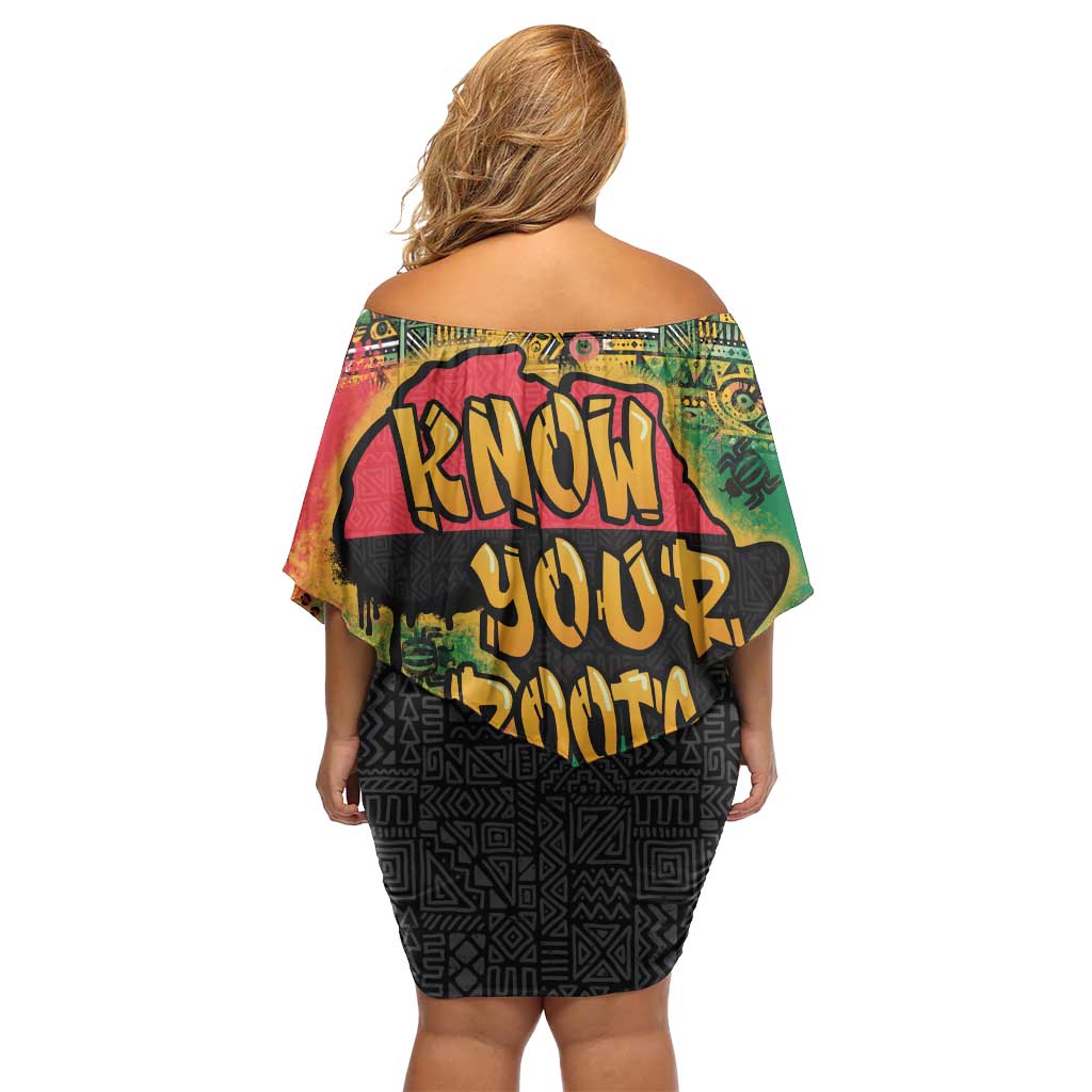African Map Graffiti Off Shoulder Short Dress Know You Roots - Wonder Print Shop