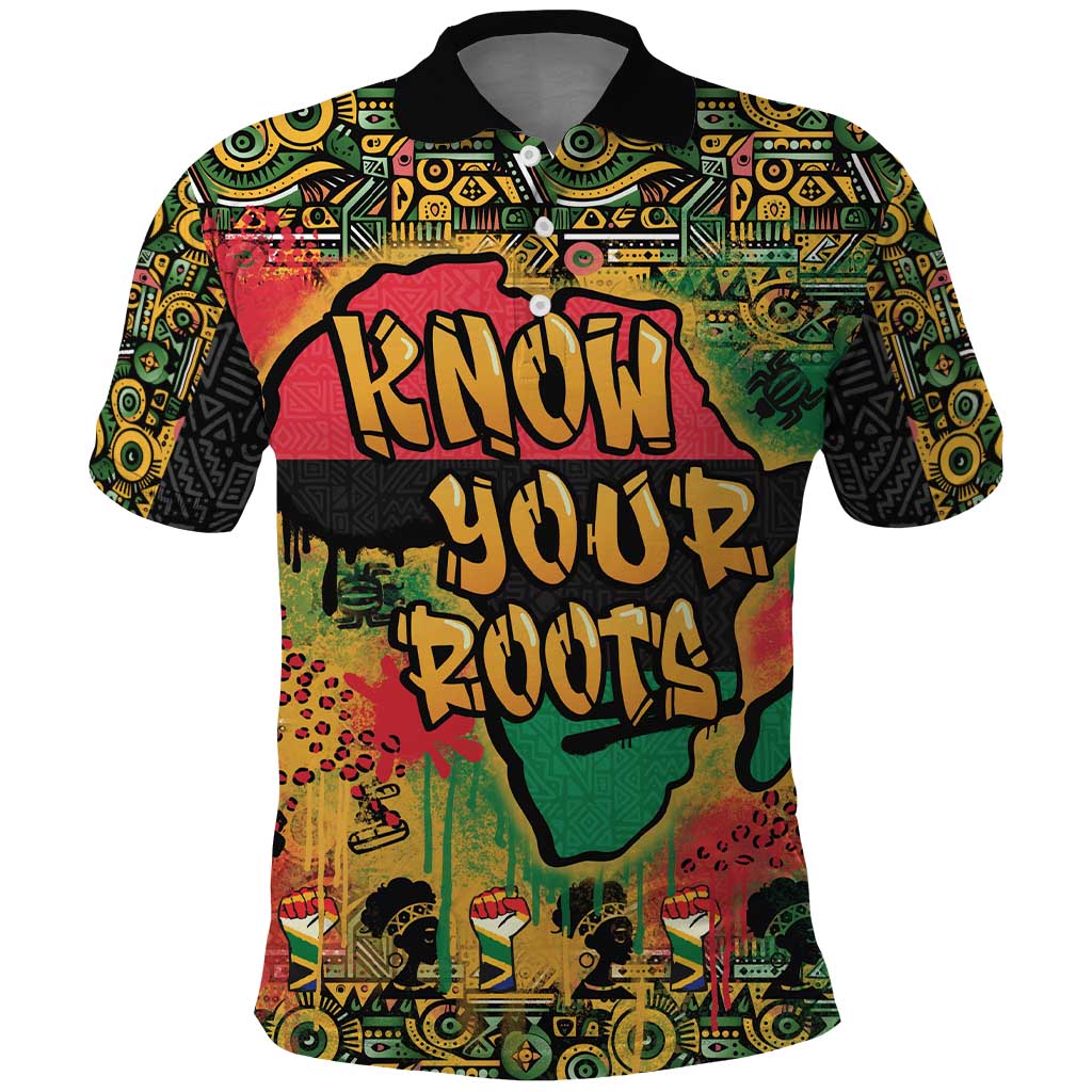 African Map Graffiti Polo Shirt Know You Roots - Wonder Print Shop