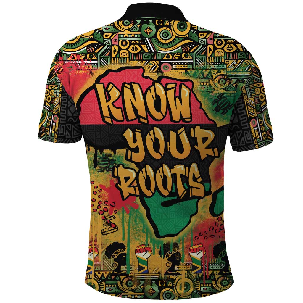 African Map Graffiti Polo Shirt Know You Roots - Wonder Print Shop