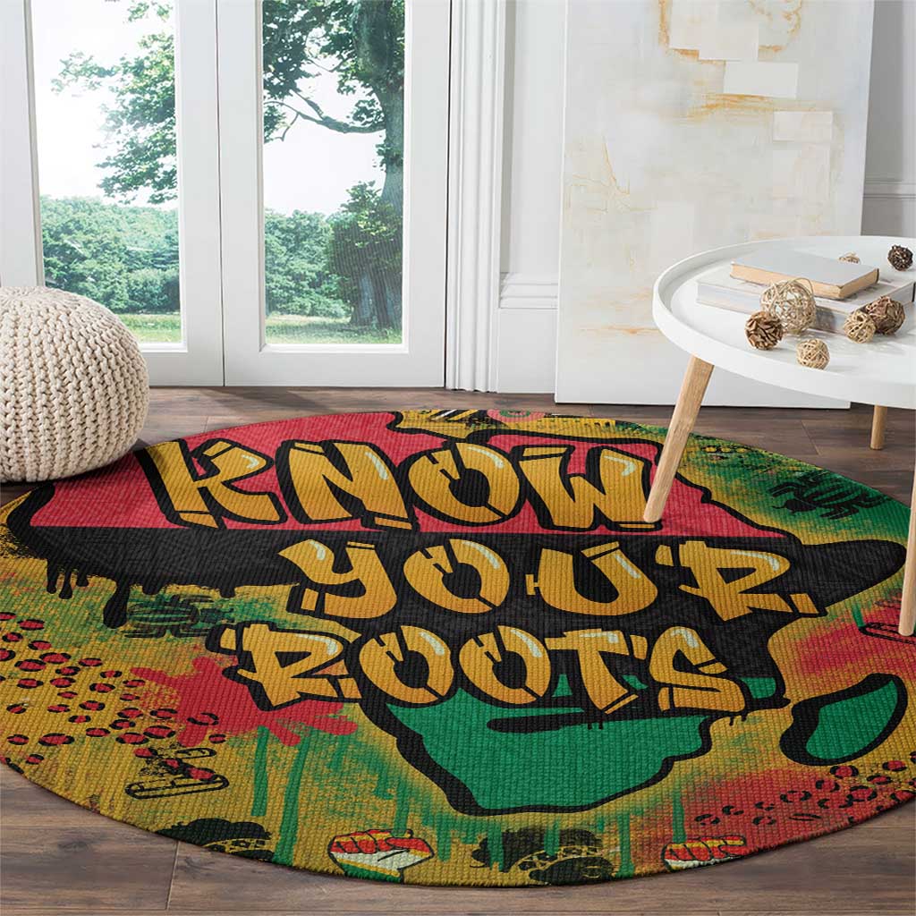 African Map Graffiti Round Carpet Know You Roots