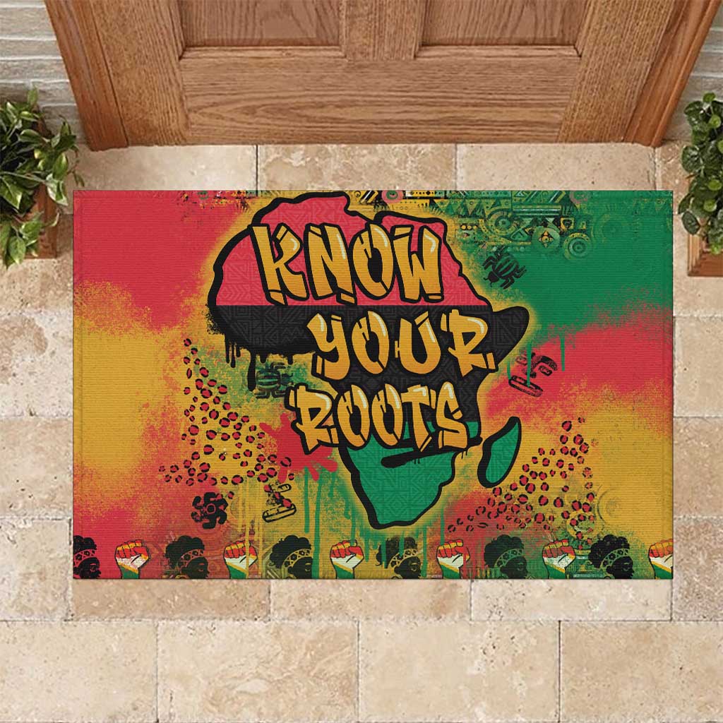 African Map Graffiti Rubber Doormat Know You Roots - Wonder Print Shop