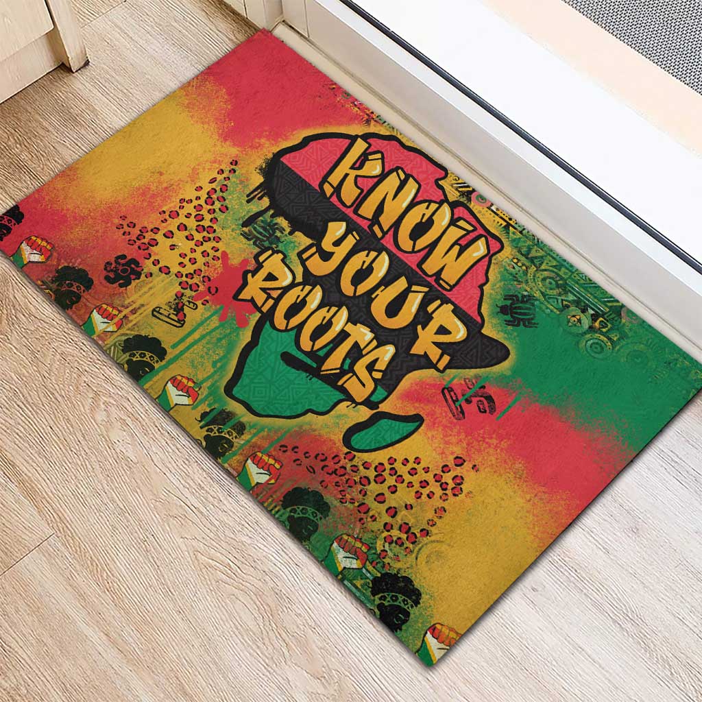 African Map Graffiti Rubber Doormat Know You Roots - Wonder Print Shop