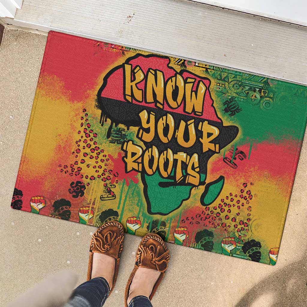 African Map Graffiti Rubber Doormat Know You Roots - Wonder Print Shop