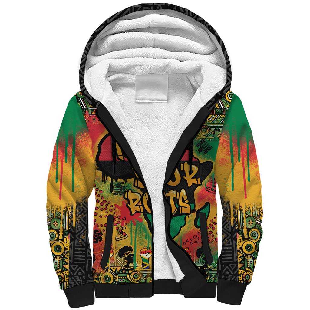 African Map Graffiti Sherpa Hoodie Know You Roots - Wonder Print Shop