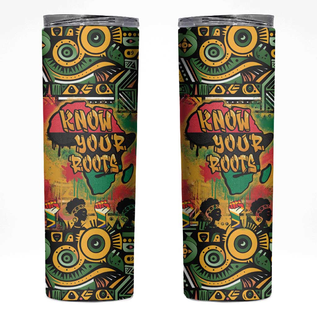 African Map Graffiti Skinny Tumbler Know You Roots - Wonder Print Shop