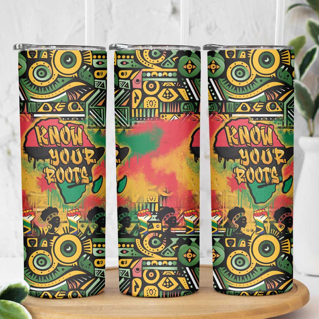 African Map Graffiti Skinny Tumbler Know You Roots - Wonder Print Shop