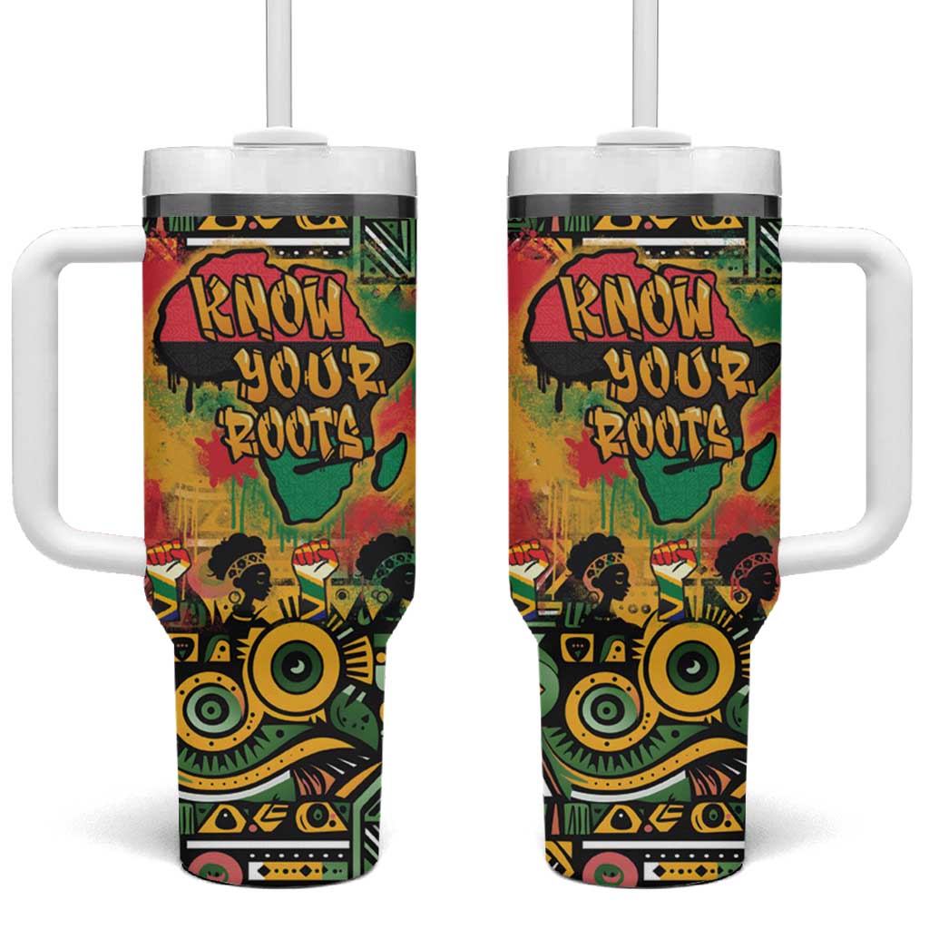 African Map Graffiti Tumbler With Handle Know You Roots - Wonder Print Shop