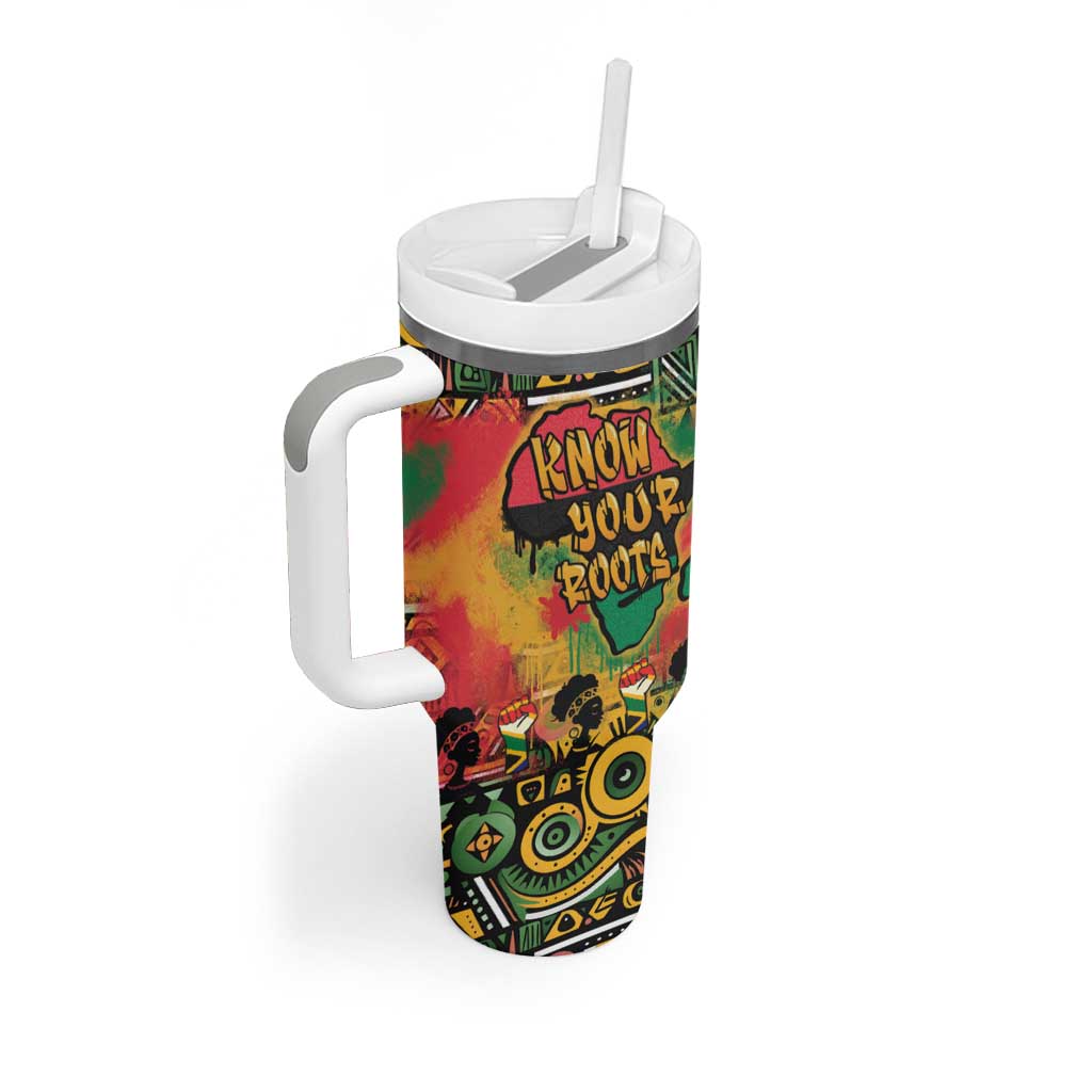 African Map Graffiti Tumbler With Handle Know You Roots - Wonder Print Shop
