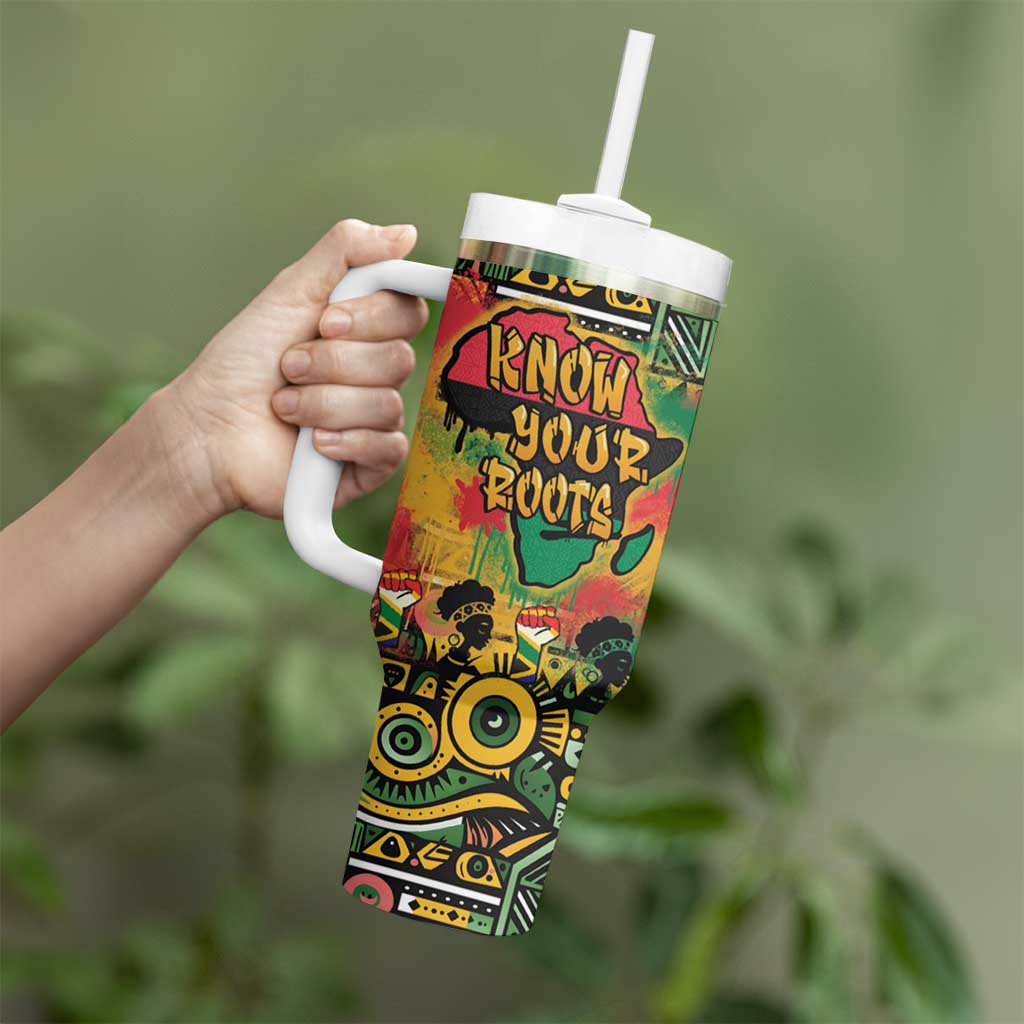 African Map Graffiti Tumbler With Handle Know You Roots - Wonder Print Shop