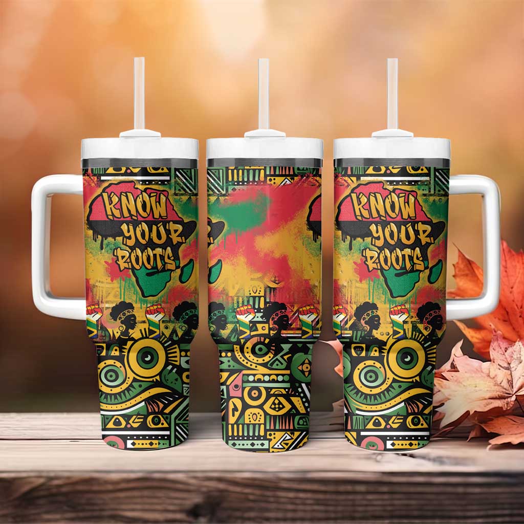 African Map Graffiti Tumbler With Handle Know You Roots - Wonder Print Shop