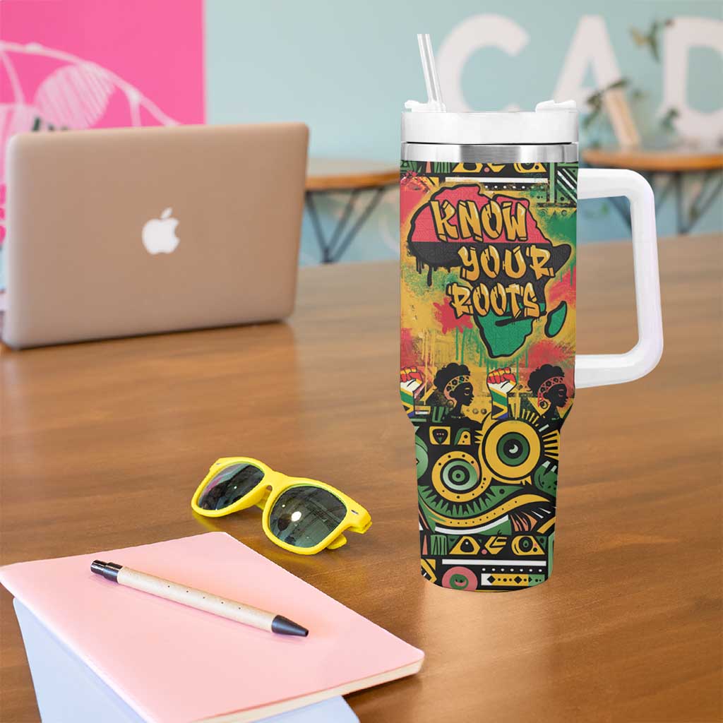 African Map Graffiti Tumbler With Handle Know You Roots - Wonder Print Shop