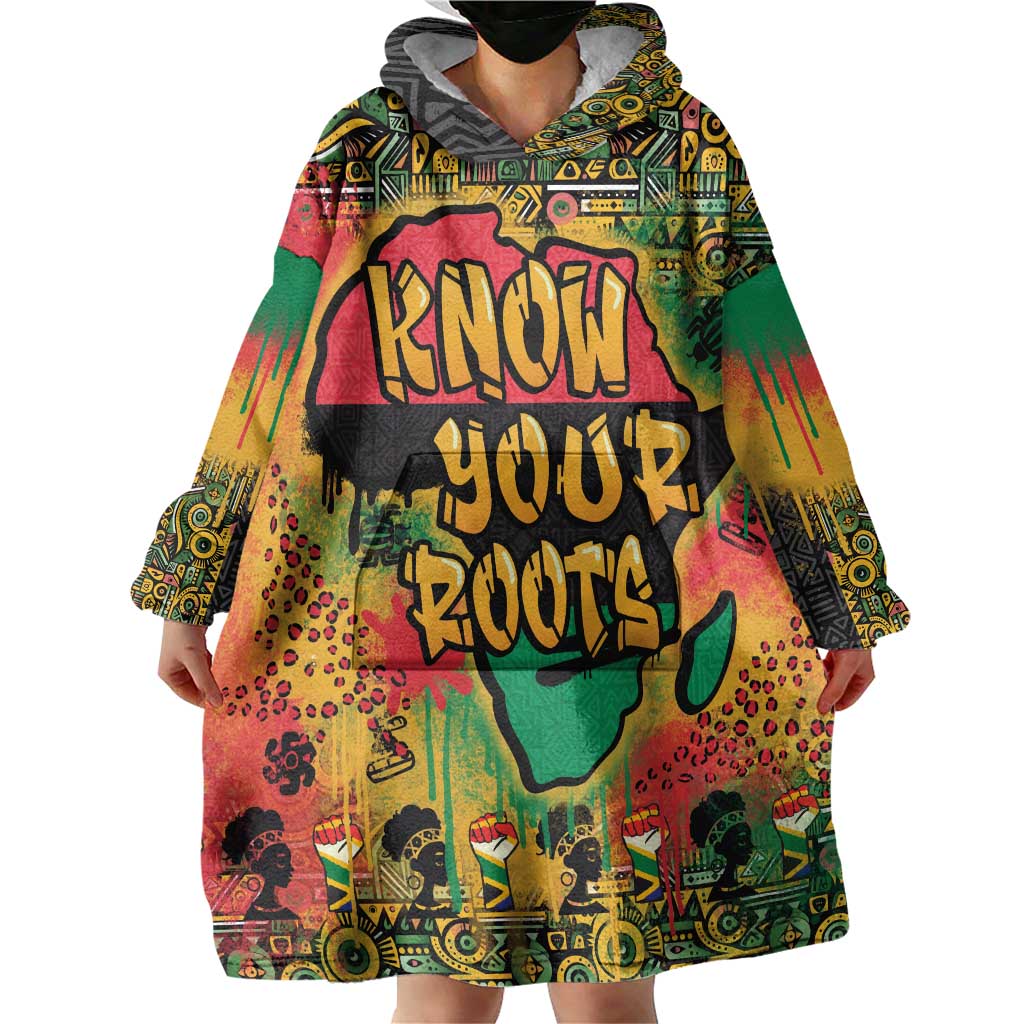 African Map Graffiti Wearable Blanket Hoodie Know You Roots - Wonder Print Shop