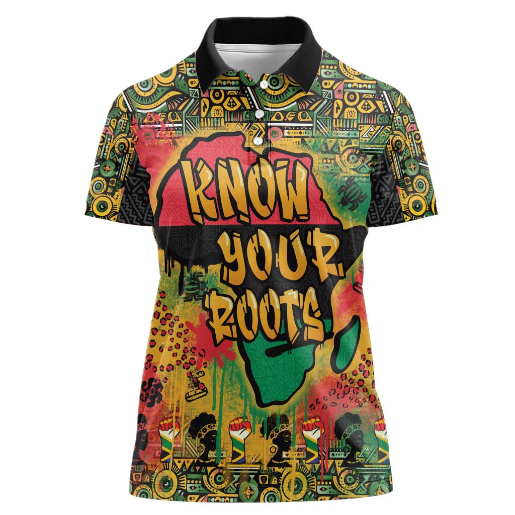 African Map Graffiti Women Polo Shirt Know You Roots - Wonder Print Shop