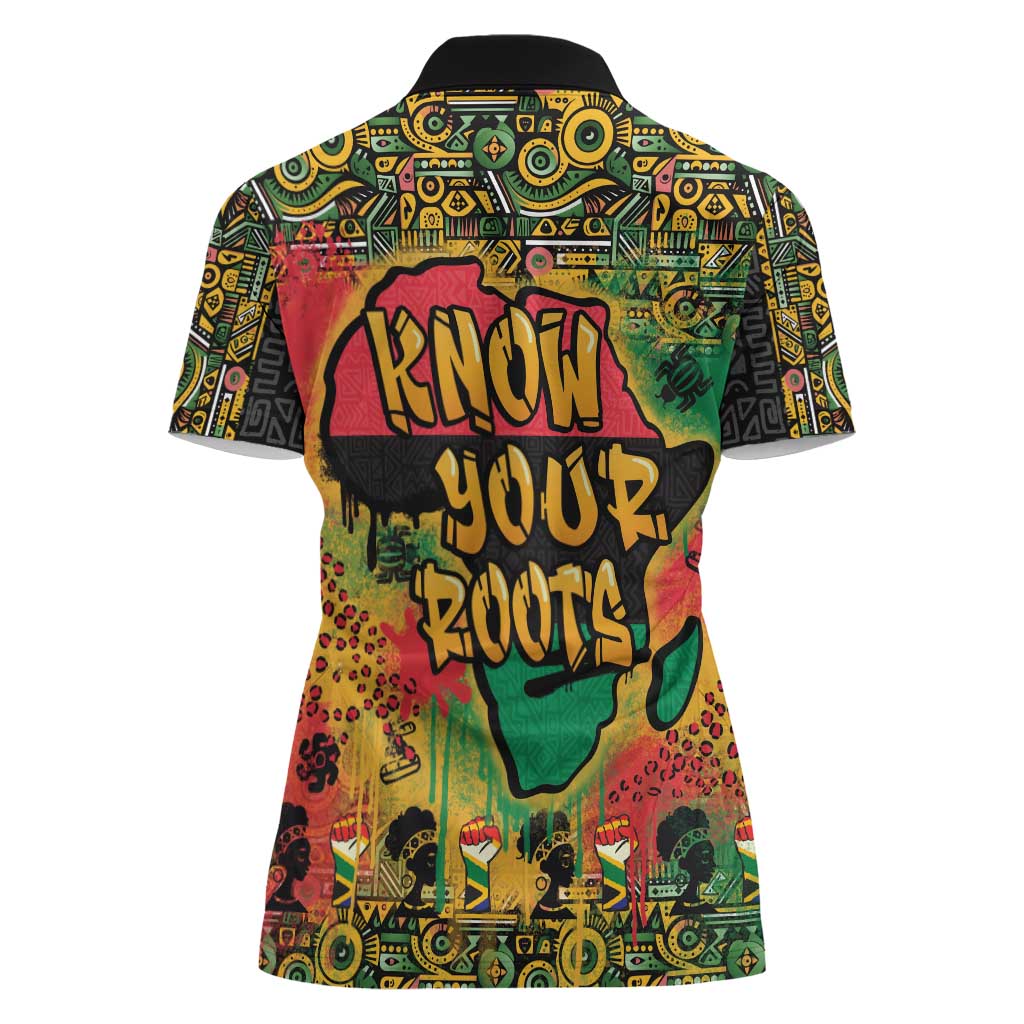 African Map Graffiti Women Polo Shirt Know You Roots - Wonder Print Shop