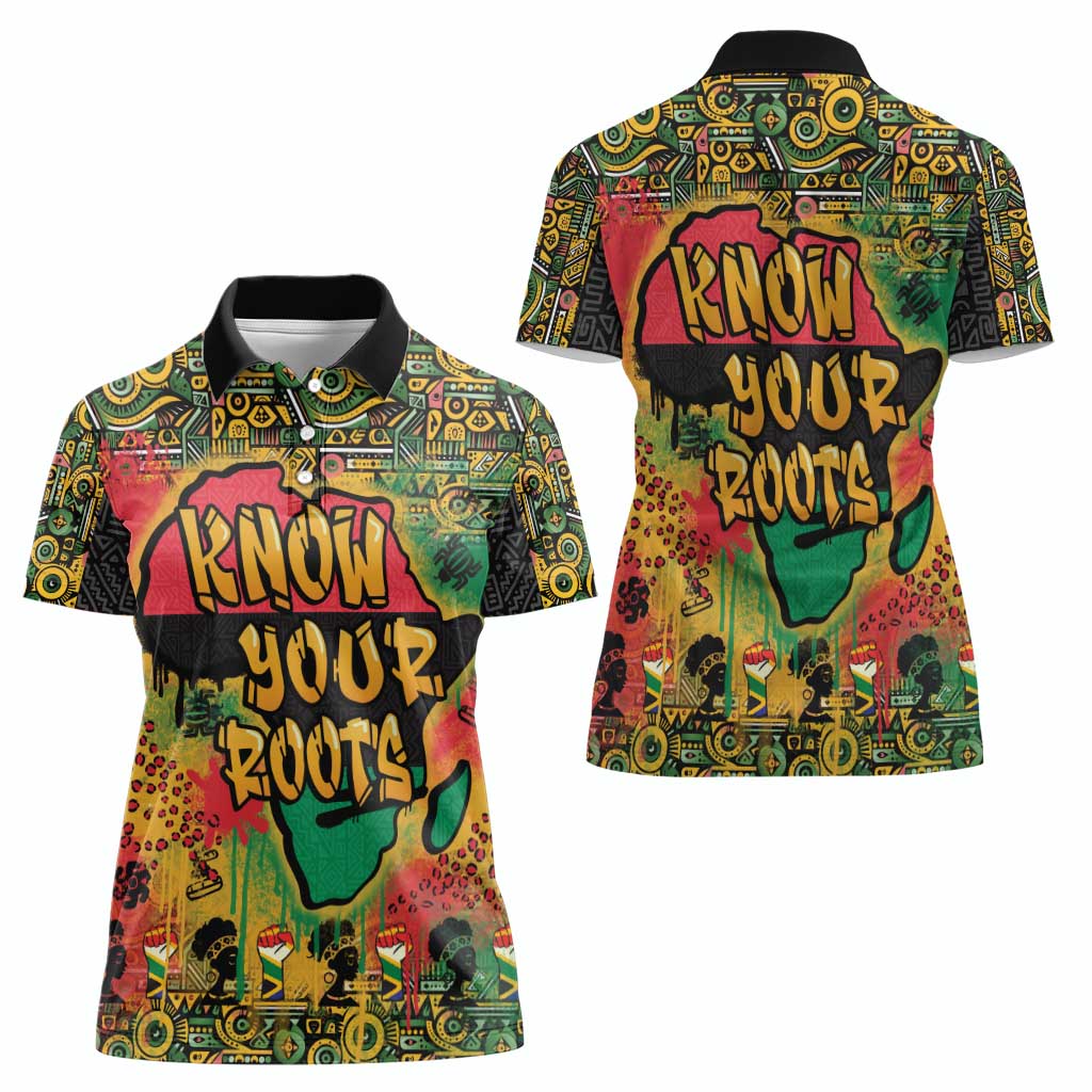 African Map Graffiti Women Polo Shirt Know You Roots - Wonder Print Shop